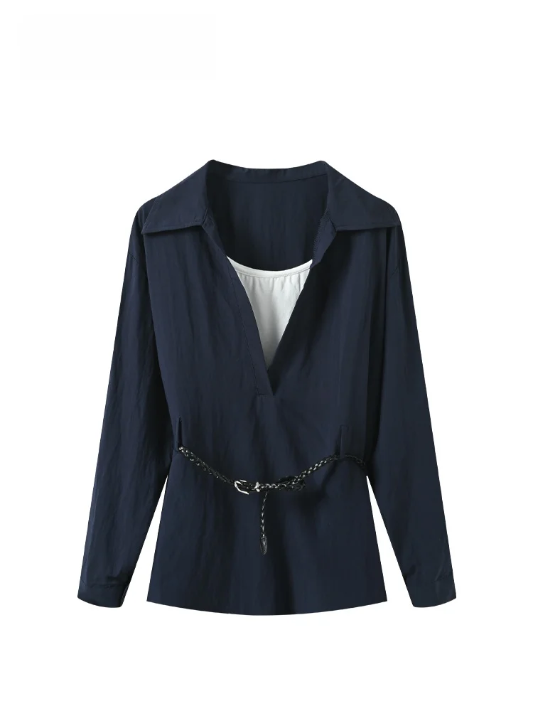 

plus Size Ne Long Sve irt Women Early Autumn New Sle Fat Sister Ele Age Reduction Top Faionable Commute L...