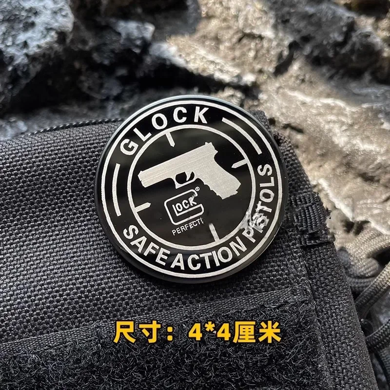 GLOCK Metal Patches T-34 M1943 Combat Tank Patch Hook&Loop Emblem Q Style Weapon Morale Badge Decoration for Clothing Hats