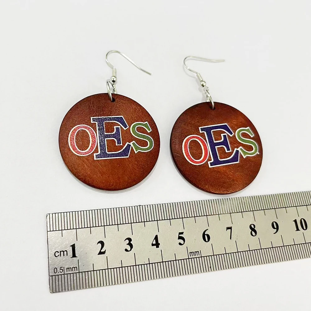 OES Natural wooden  order of the eastern star  Earrings