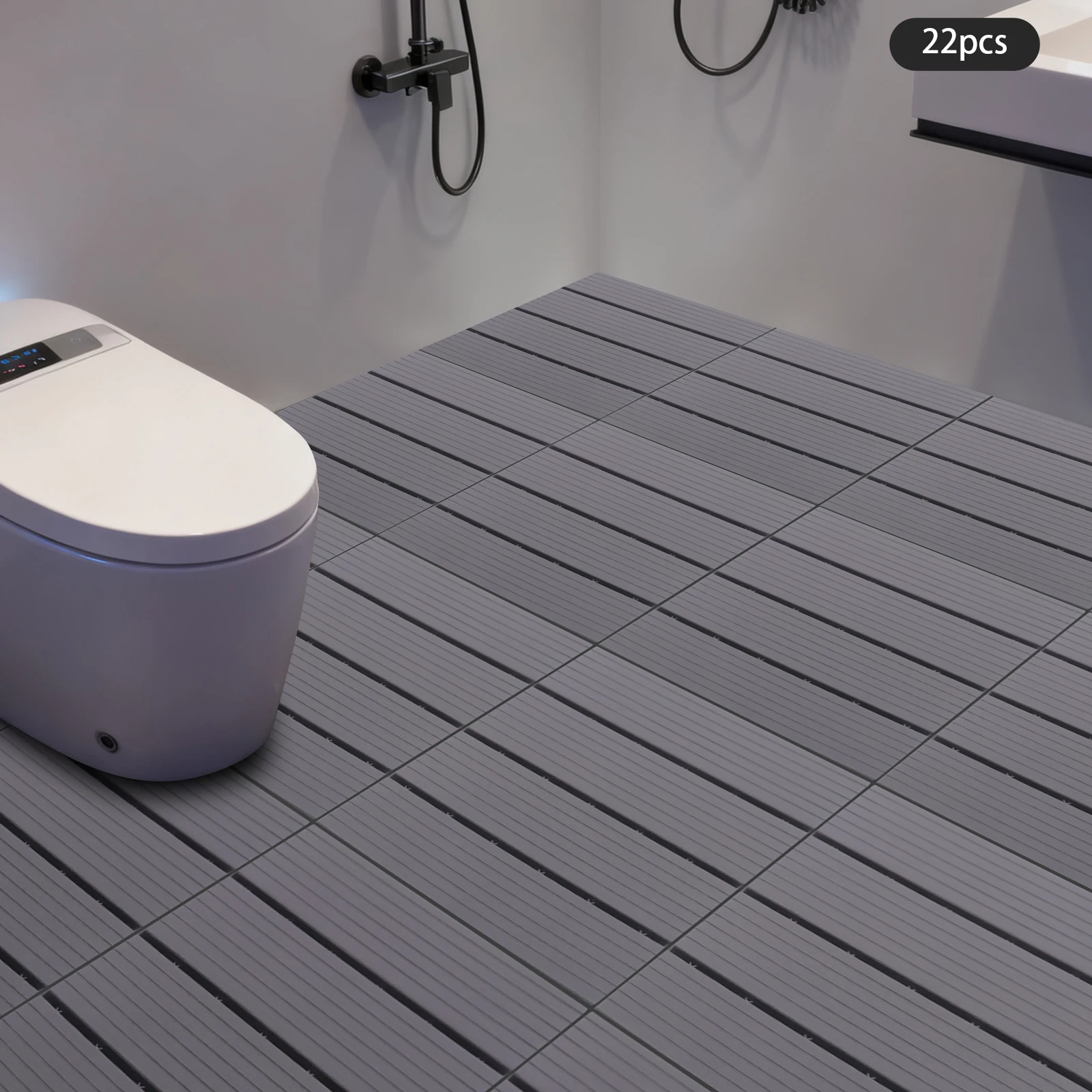 رمادي القهوة اللون PP 30x30 سنتيمتر مخطط الربط الطابق عدم الانزلاق الصرف قفل ذاتي الصنع بلاط الأرضيات في الهواء الطلق داخلي أرضية سريعة التحميل #4