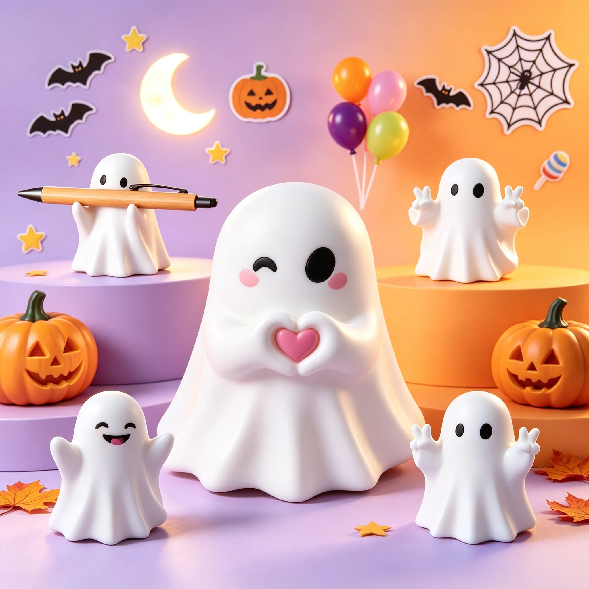 Statue de fantôme Halloween avec doigt d'honneur, figurine de fantôme miniature mignonne et adorable, décoration de table, ornement pour table basse, décoration de fête à domicile