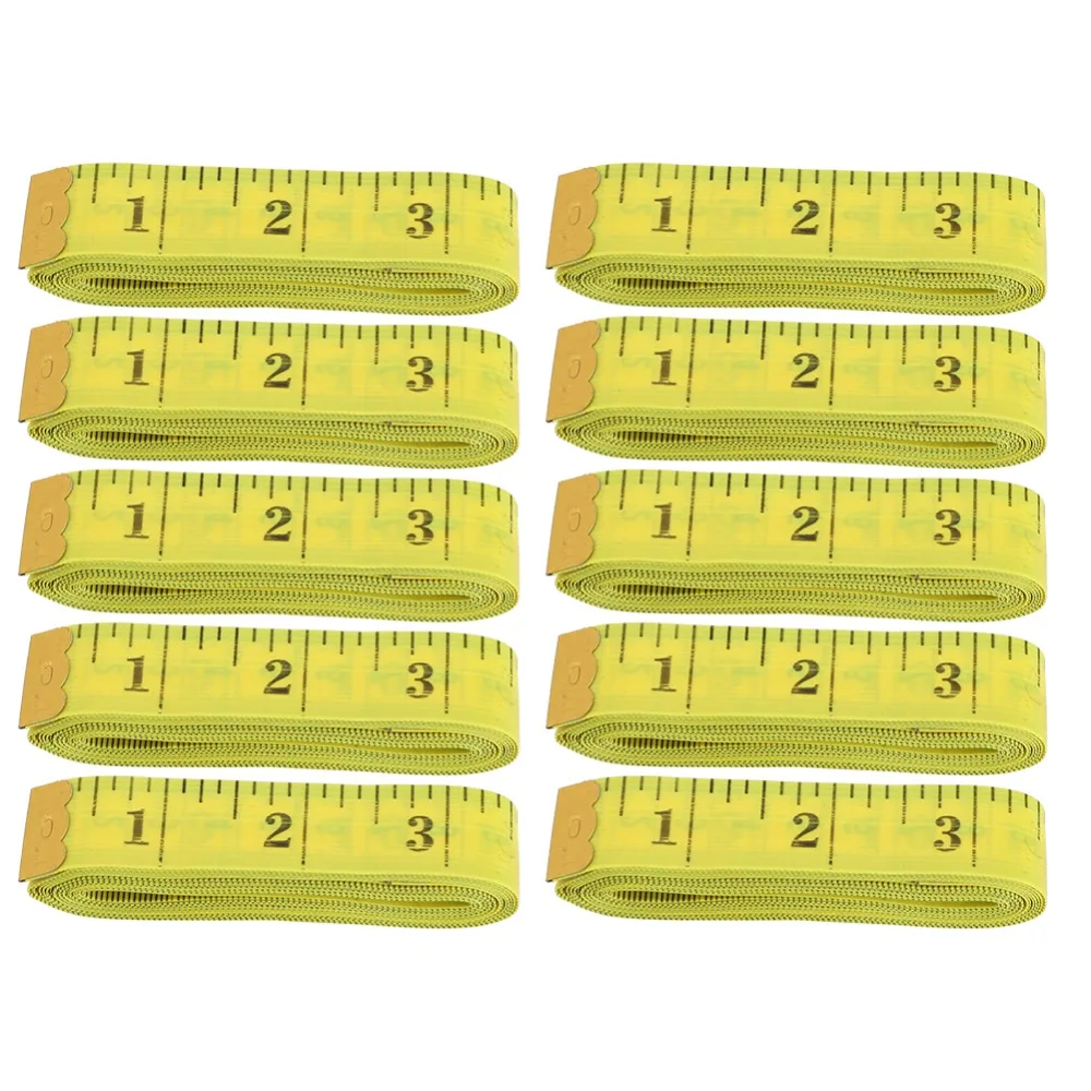 10Pcs Durable Double Scale Soft Tape Measure 300cm / 120 Inch Yellow Tailor Cloth Ruler Dressmaker Ruler Sewing Craft