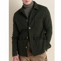 Men's Woolen Short Jacket Warm Casual Fashion Coat V-neck Single Breasted Only for Men Korean Dongdaemun 2023 Winter Coats Man