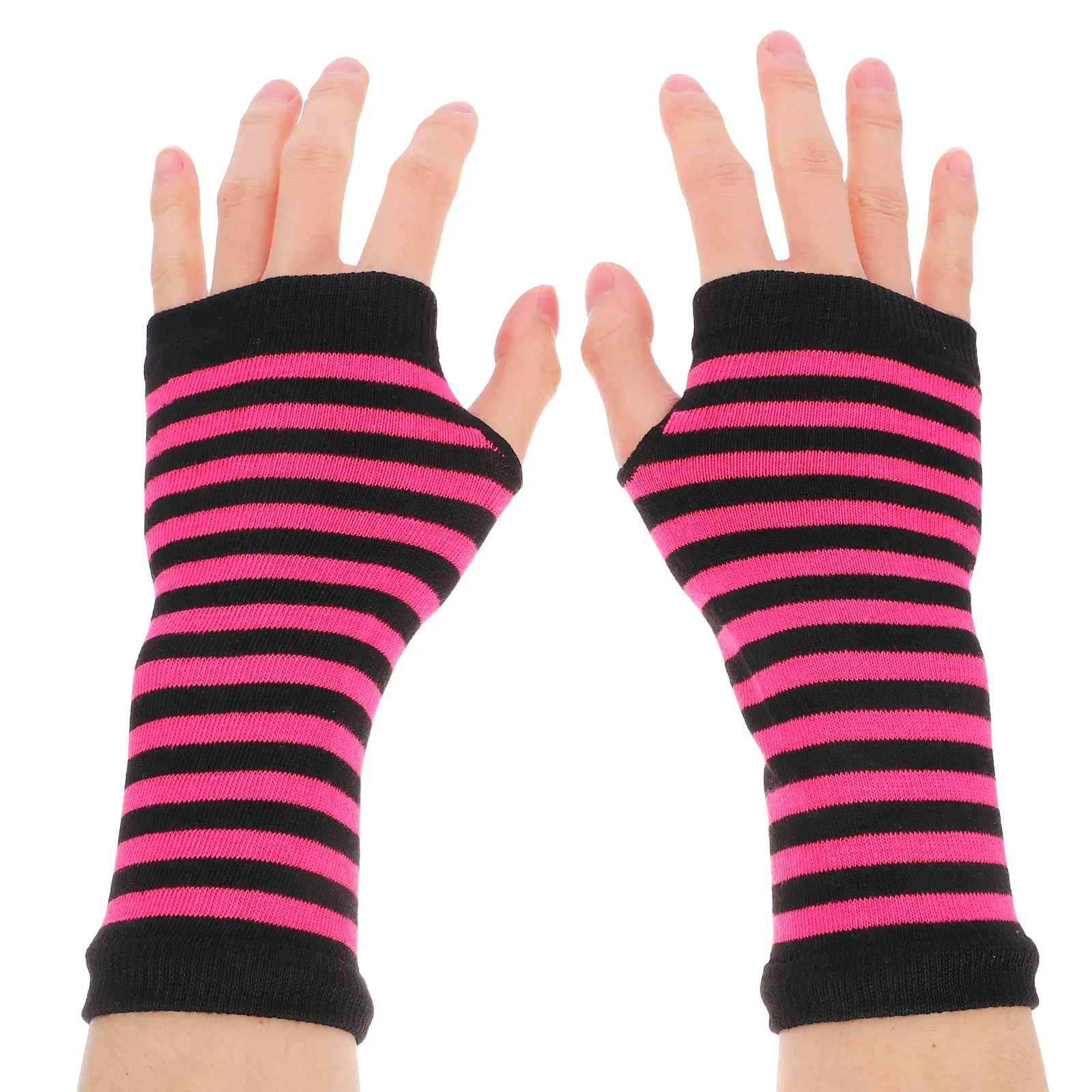 

2Sets Kids Striped Arm Warmers Gloves Socks Set Knitted Polyester Long Fingerless Mittens Winter Warm Thick Leg Warmers Party