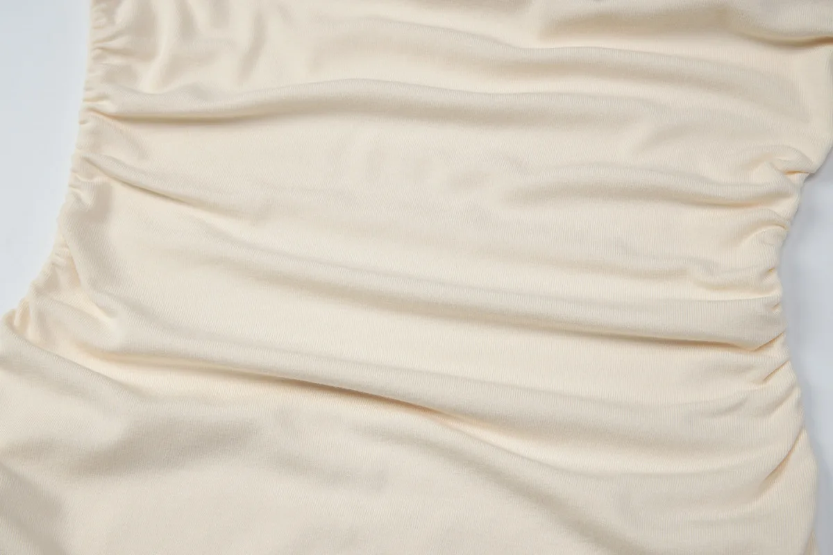 Ärmelloses Damen-Midikleid mit U-Boot-Ausschnitt, seitlich gerafft, schmal geschnitten, einfarbig, knielang, Bleistiftkleid, elegant für Party, Club, Abendveranstaltungen – Detail 13