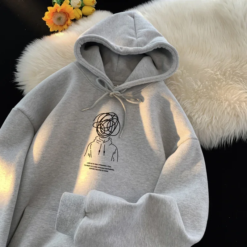 Funny Brainstorming Boy Graphic Hoodies For Men Hip Hop Fashion Baggy Sweatshirts Oversized Clothes Fleece Pullover Sweatshirts