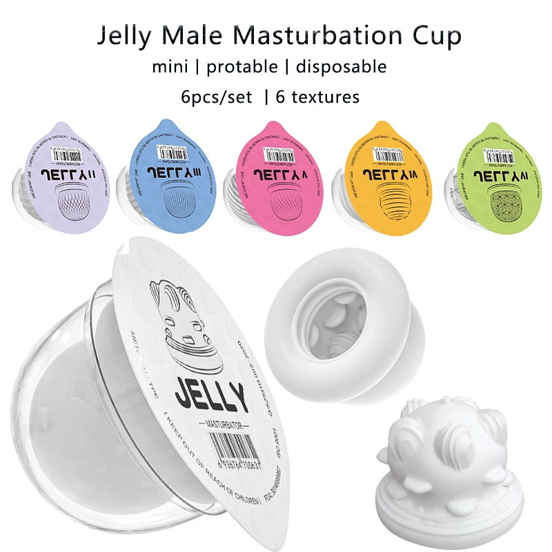 6pcs Mini Male Masturbation Cup Portable Jelly Artifical Vagina Pocket Pussy Masturbators Sex Toys for Men 18+ Stimulation Toys