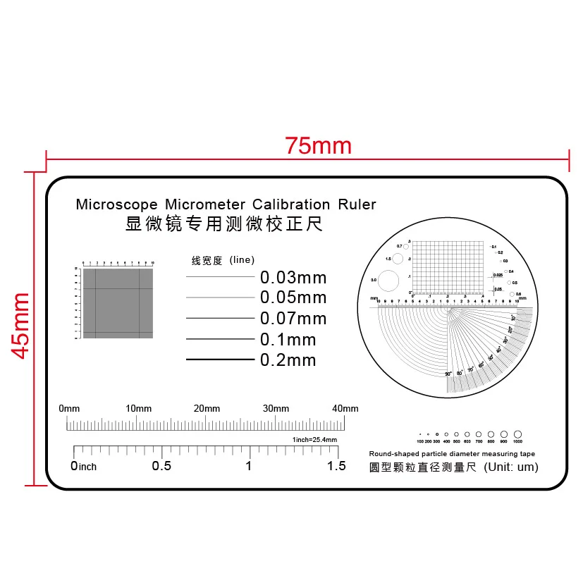 Microscope Special Micrometer Calibration Ruler Measuring Scale R Angle Radius Square Dividing Plate