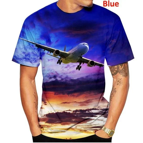 

New Unisex Summer Casual Short Sleeve Shirt Top Fashion Airplane 3d Printed T-shirt