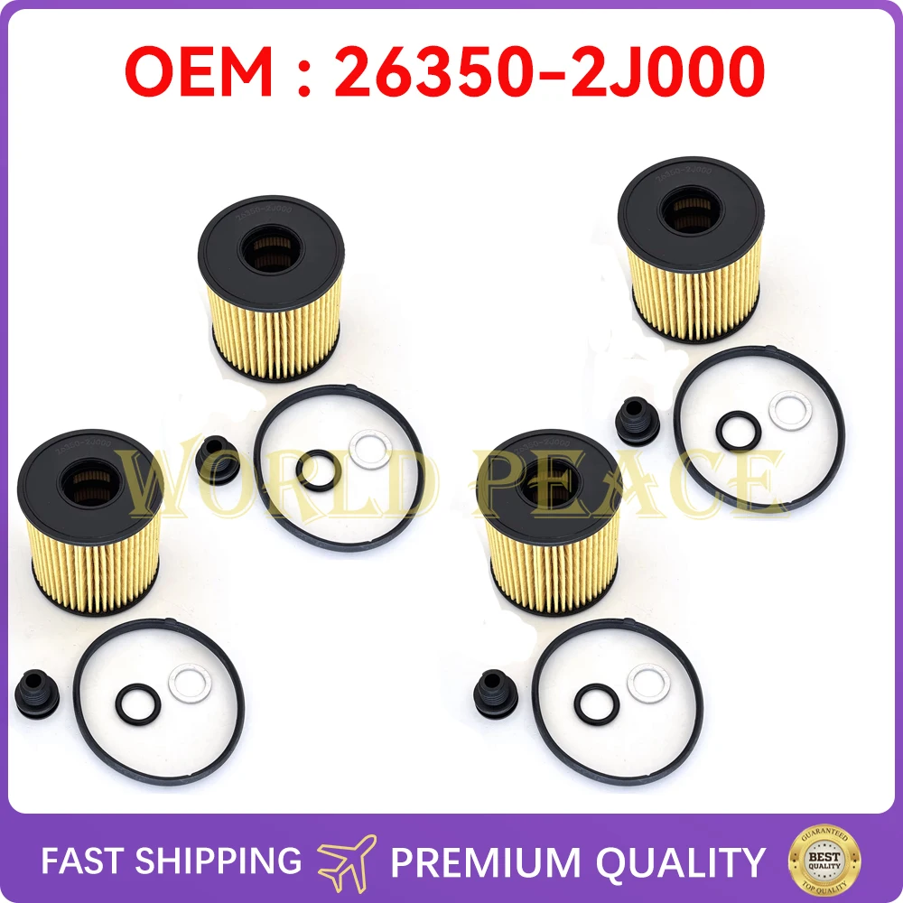 263502J000 4Pcs  Auto Oil Filter Kit  for 2020-2023 Hyundai Elantra Kona Sonata Kia Sportage 26350-2J000