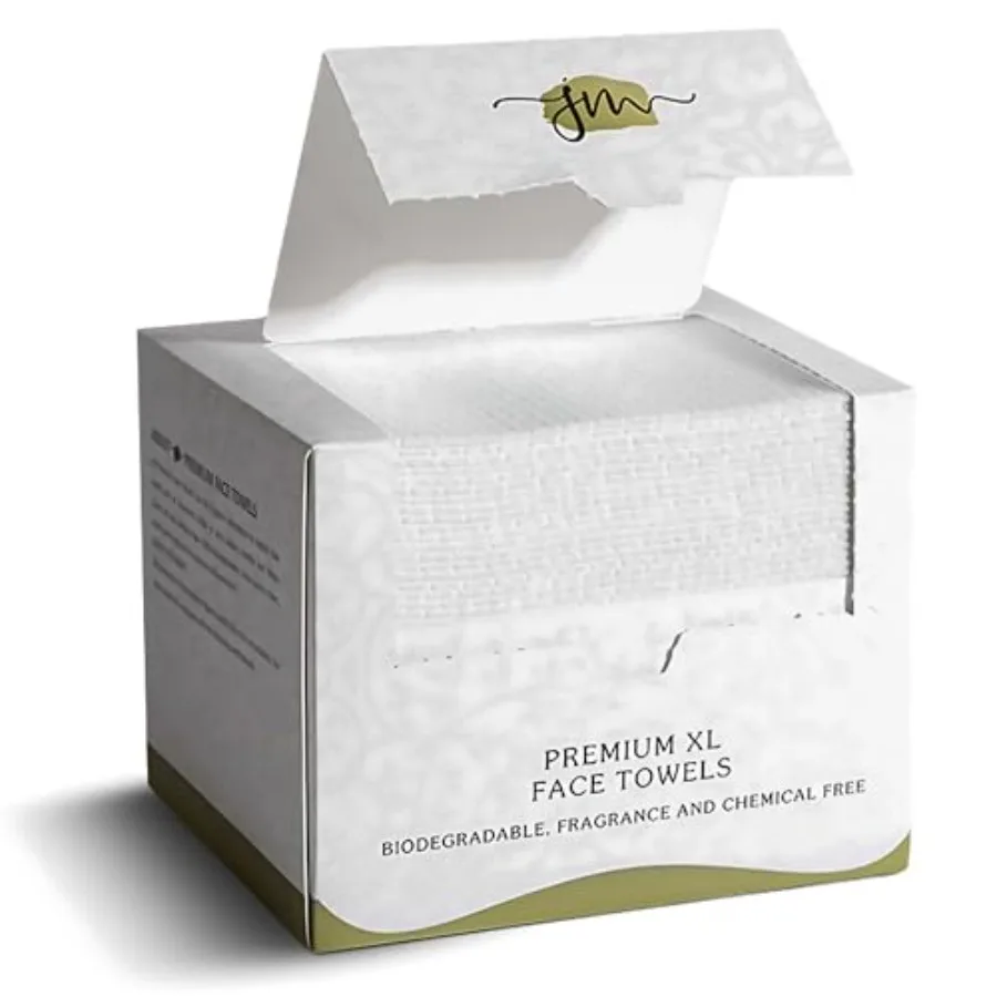 

Disposable Face Towels 50 XL 10" x 12" Biodegradable Dry Wipes for Sensitive Skin Soft, Lint-Free, Fragrance-Free and Vegan Fac