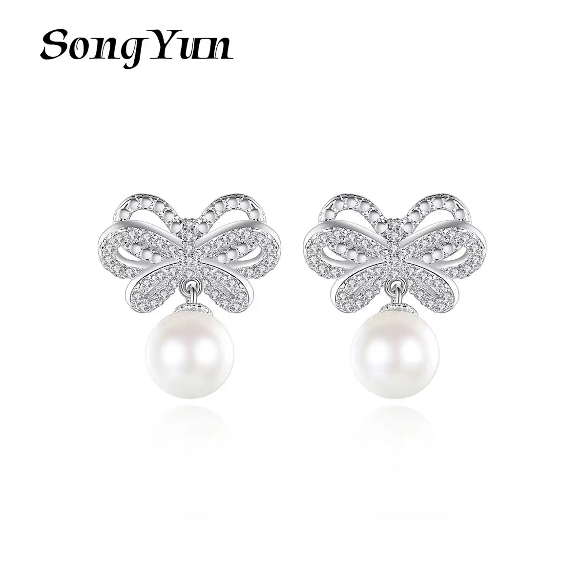 

SYYG Jewelry MHT Quality Brass Stud Earrings Dangle CZ 7A Zircon Birthday Gift Trendy Women Earring Jewelry