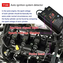 LINGXUN T100 Auto Ignition System Detector for 12V 24V Ignition System To Test Ignition Signal and Spark Voltage Car Tools