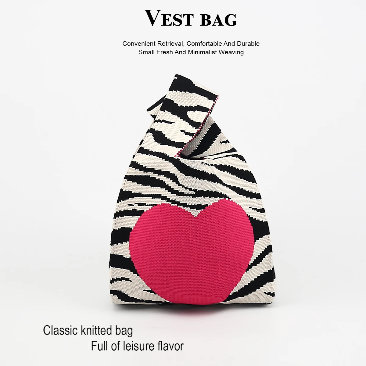 Retro Zebra Heart-Shaped Handbag, Suitable for Carrying Umbrellas, Cell Phones, Cosmetics, Books, and More. Perfect for Daily Outings, Fitness, Shopping, School, Outdoor Activities, and Is Fashionable and Versatile, Suitable for All Seasons and Various Settings