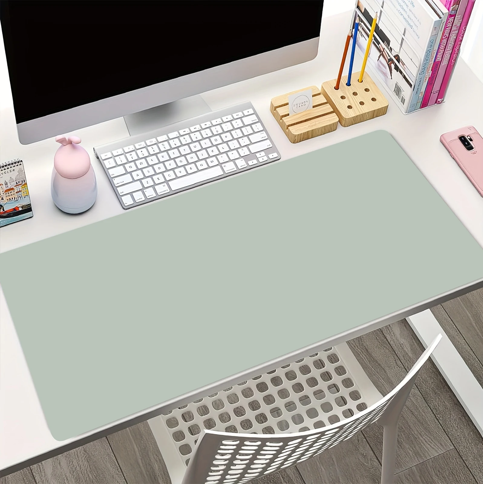 Pink and Green Mouse Pad Solid Color Gaming HD Mousepad XL Keyboard Pads Non-Slip Carpet Desk Mat Office Accessories Table Mats