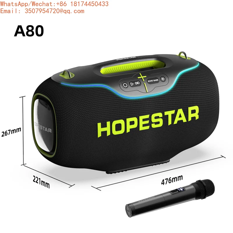 

Hopestar A80 350W Outdoor Portable Subwoofer Karaoke Machine Wireless Hifi Sound Quality Dual Pairing Speaker With Microphone