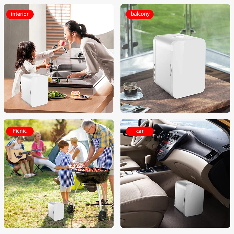 Portable car refrigerator 8L dormitory home refrigeration heating cosmetic food breast milk storage