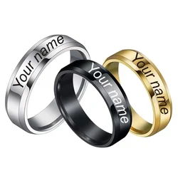 Anillos personalizados grabados con su nombre, logotipo, texto, firma, escritura a mano, Unisex, acero inoxidable, anillo de titanio