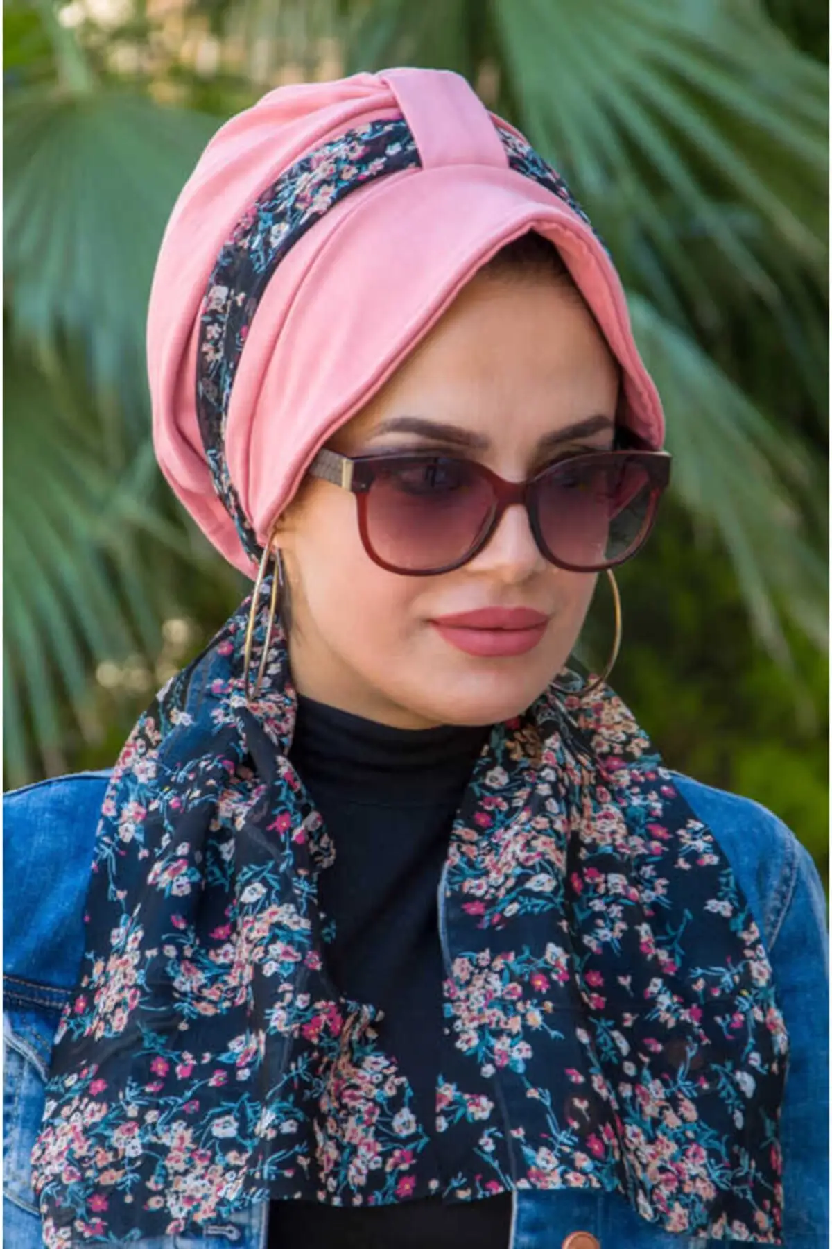 Lenço rosa flor chapéu osso