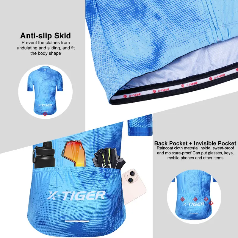 X-TIGER Cycling Jersey Slim Fit SPF 50+ Women Bike Jersey Pro Team High Quality Cycling Shirt Ink Blue Jersey Chinese Style