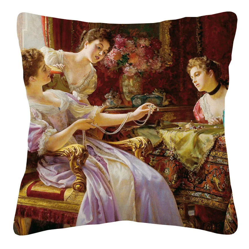 European Victorian Royal Court Ladies Women Cushion Cover Pillow Case view 3
