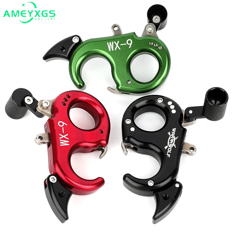 Archery WX-9 Bow Release Aids Aluminum Alloy Left/Right Hand Adjustable Compound Grip Caliper for Hunting Shooting Accessories