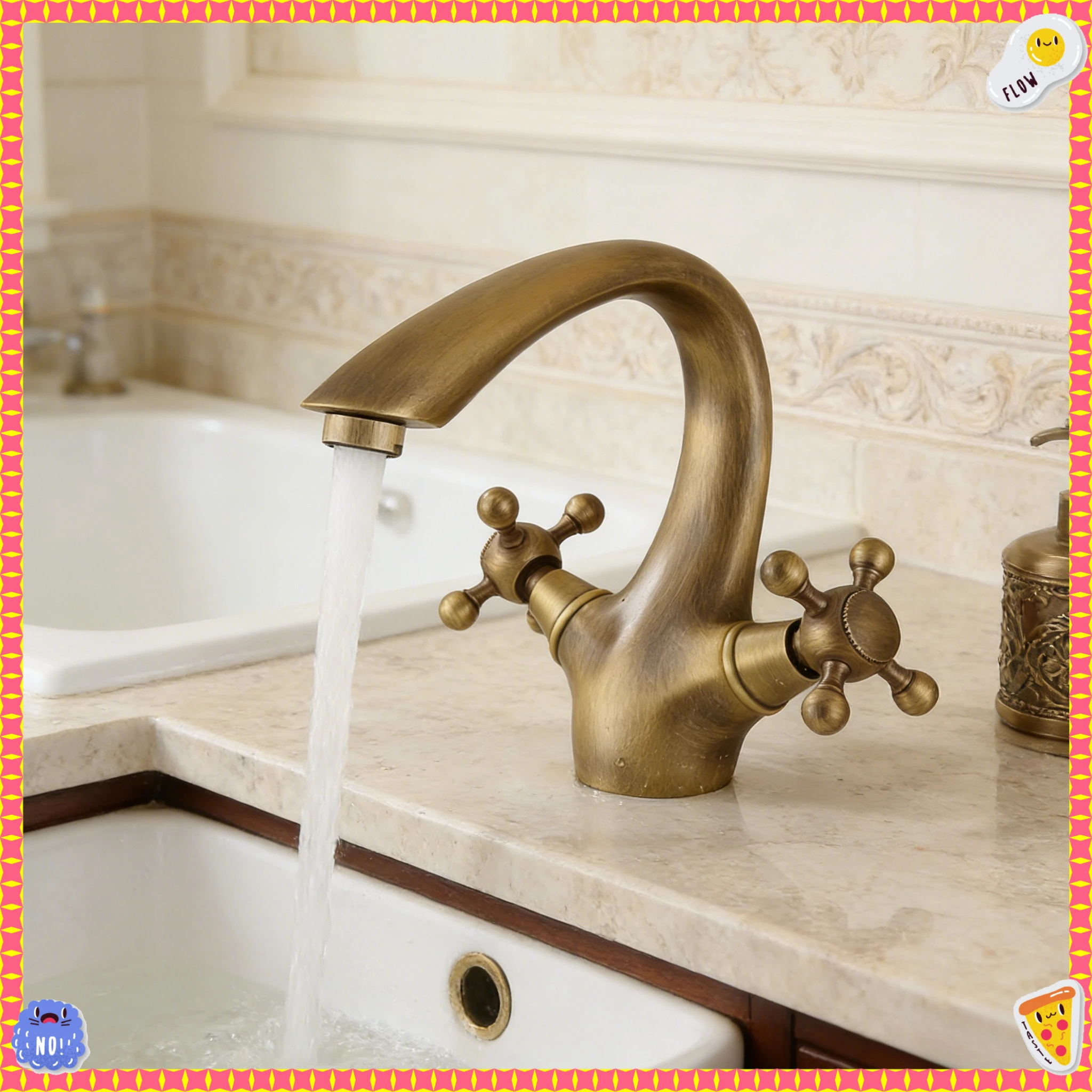 

Средневековый полностью медный смеситель для горячей и холодной воды, антикварный смеситель для умывальника во французском стиле в стиле ретро