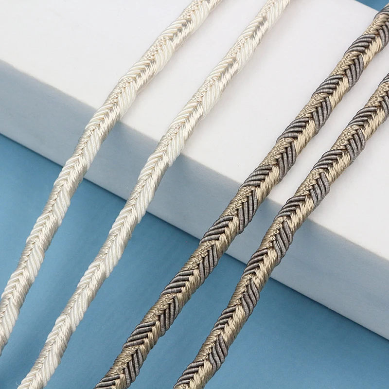 10yard7mmWide Multi-Strand Woven Flat WebbingdiyHandmade Decorative Rope For Curtains Wrapping Storage Bags Decorative Rope