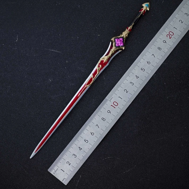22 cm/8.66in Anime Game Perifere Sanqi Zwaard Metalen Model Legering Ornament Ongesneden Desktop Display Collectie Verjaardagscadeau voor Jongen