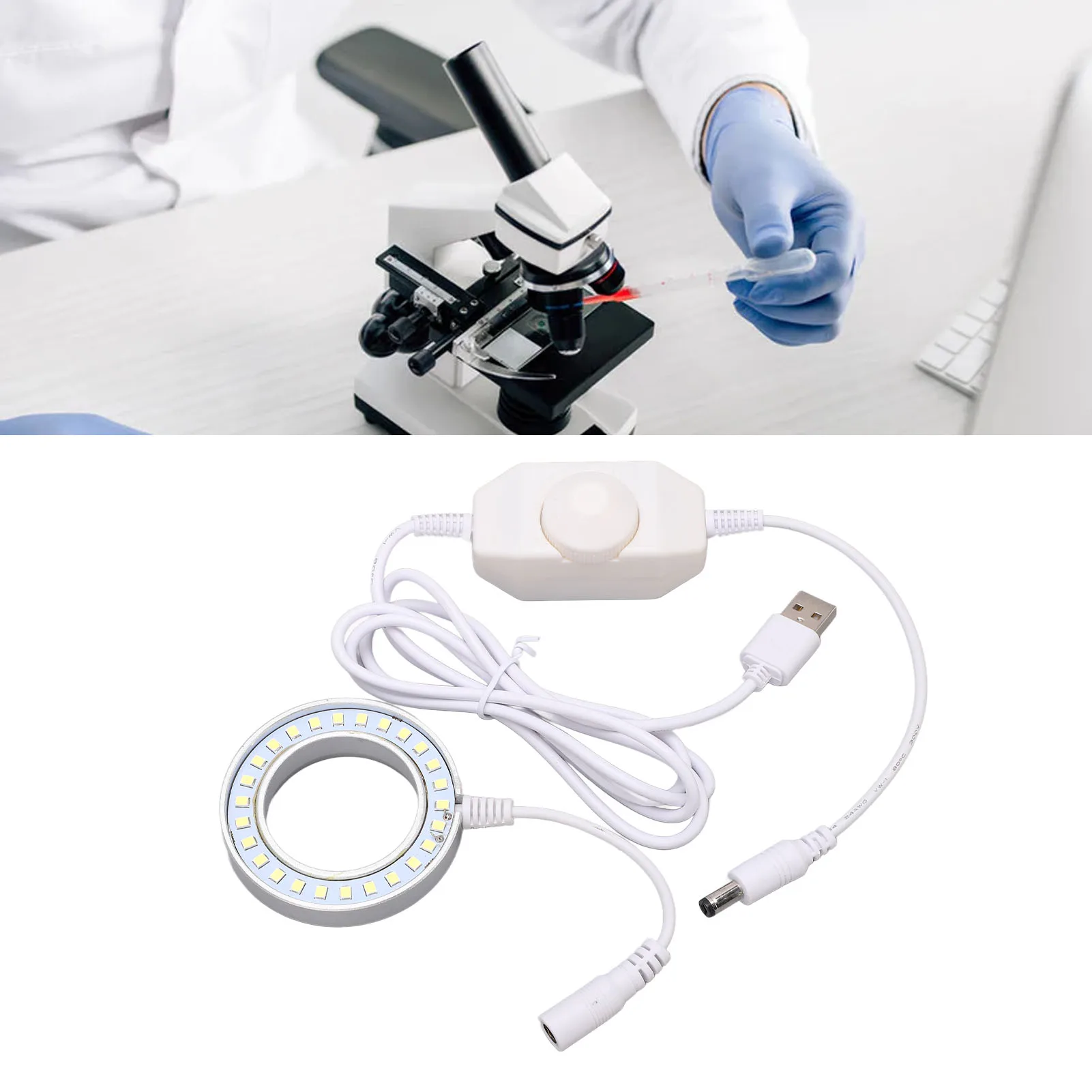 LED حلقة ضوء قابل للتعديل لمجهر ستيريو كاميرا صناعية أجزاء التصوير الملحقات LED مصباح مصمم على شكل حلقة المجهر مصباح مصمم على شكل حلقة