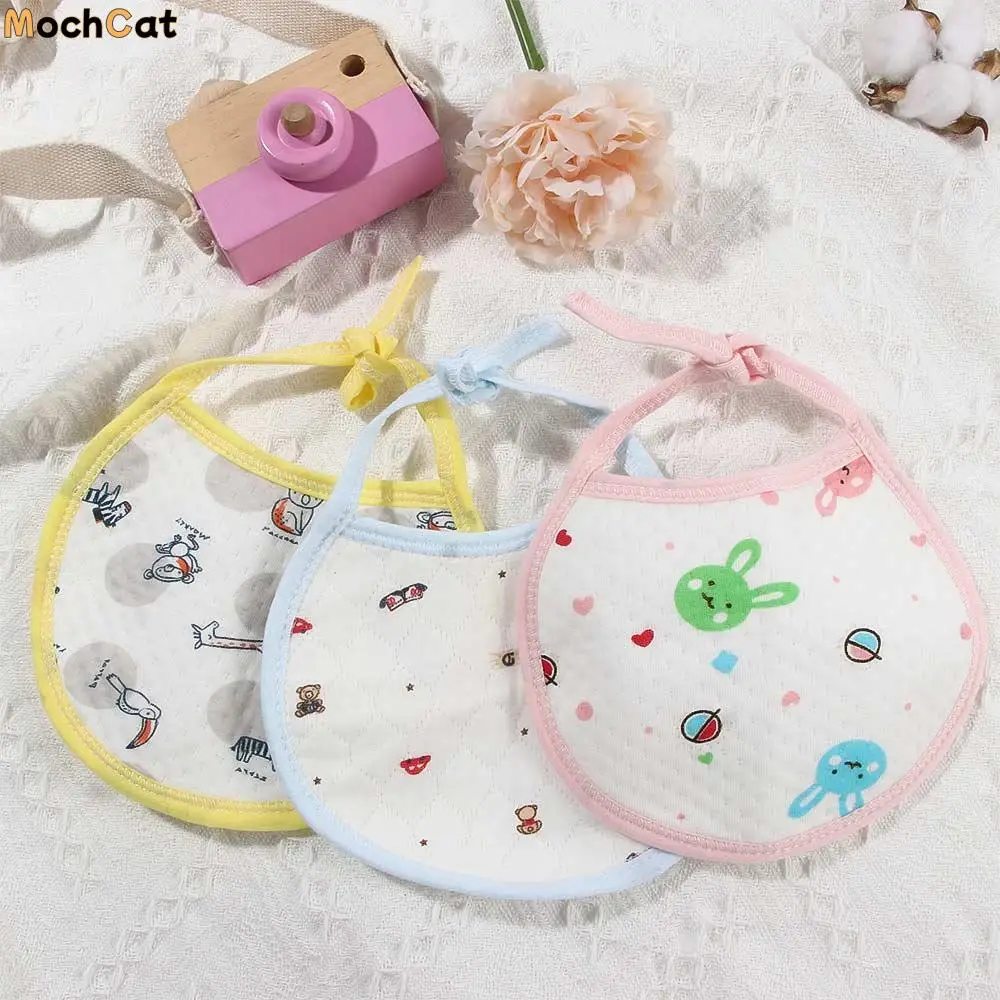 Unisex Soft Baby Accessory Cartoon Round Newborn Bibs Saliva Towel Burp Cloths Feeding Towel