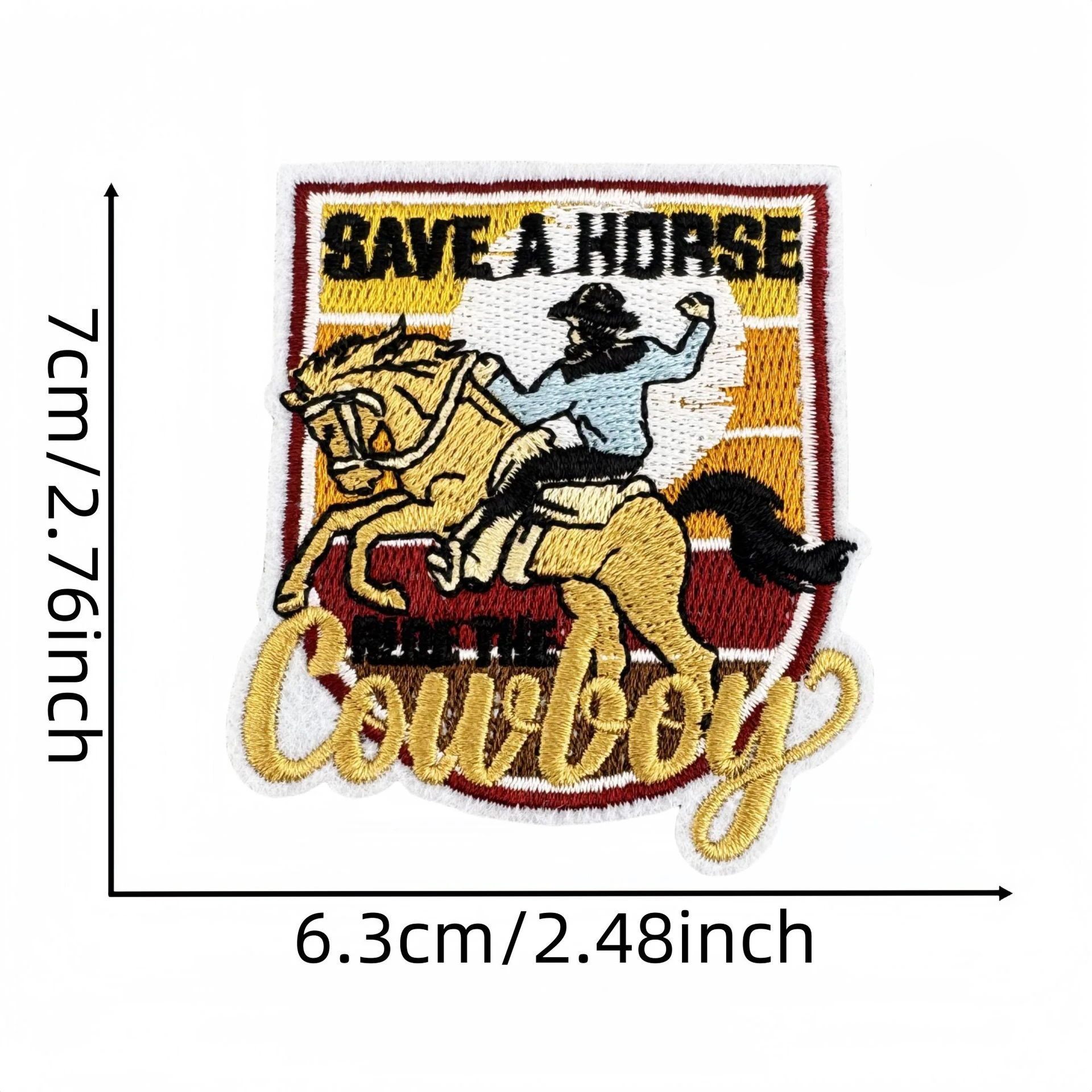 Rodeo Cowboy Silhouette Cowgirl Embroidery Iron On Patch for Denim Jacket Hat Clothing Western Festival Theme Horse Decor view 5