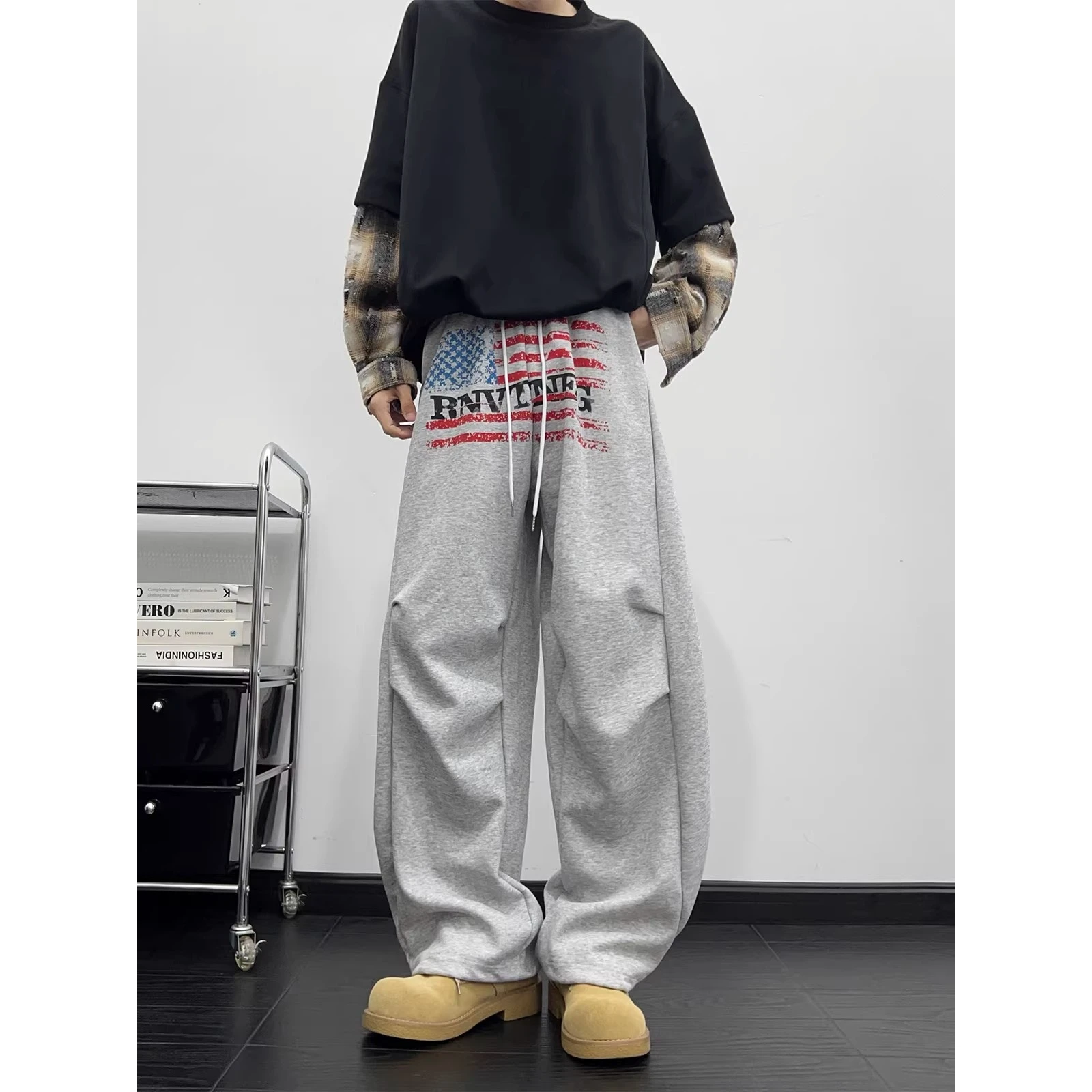 

Мужские повседневные брюки American Sle, весенне-осенние, с принтом, свободные, прямого кроя, спортивные, модные, брендовые, из полиэфирного волокна