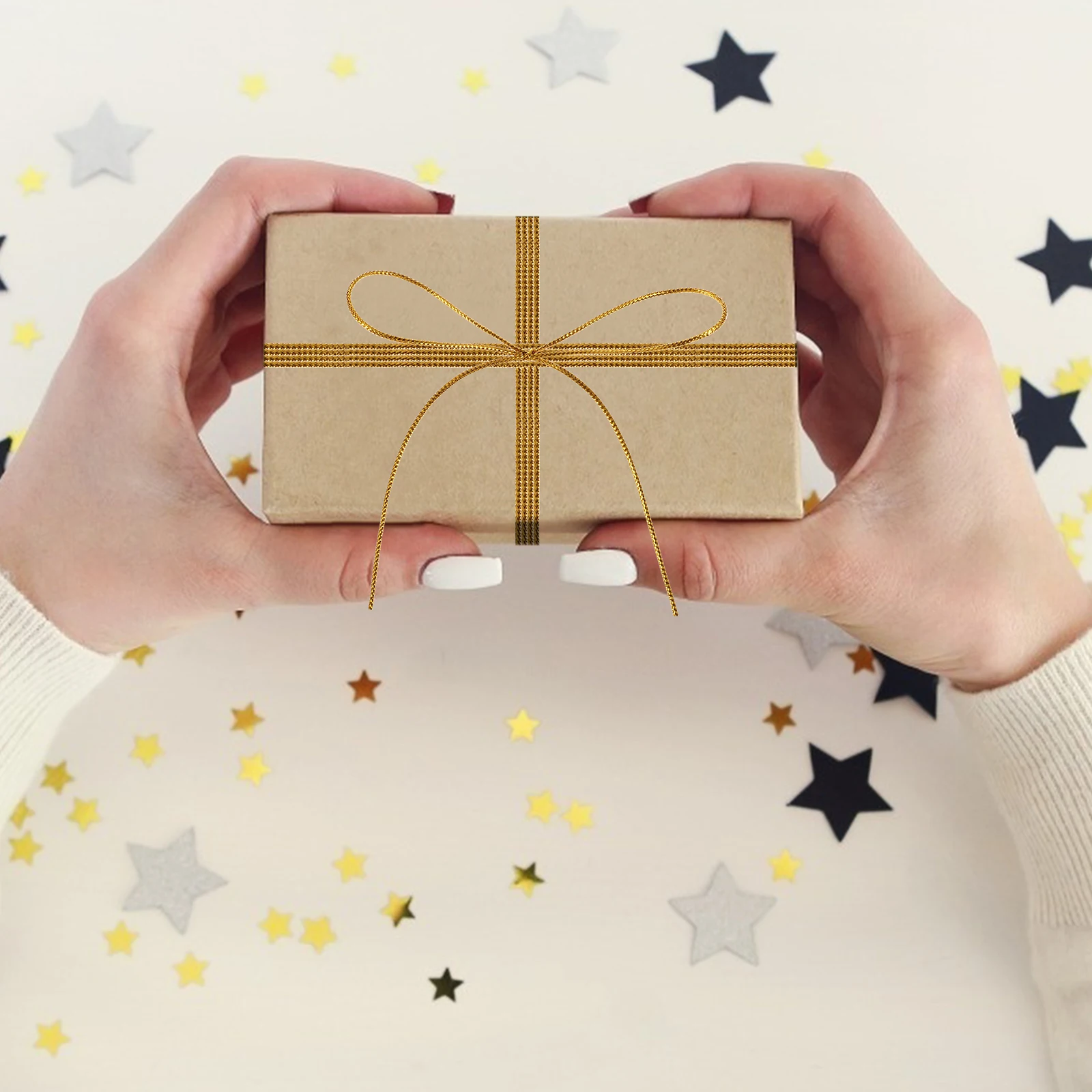 

1 Roll Gold Silver Gift Wrapping Line Long Packaging Rope For Diy Crafts Cookie Bag Sealing Straps Candy Binding Ropes Bread Bag