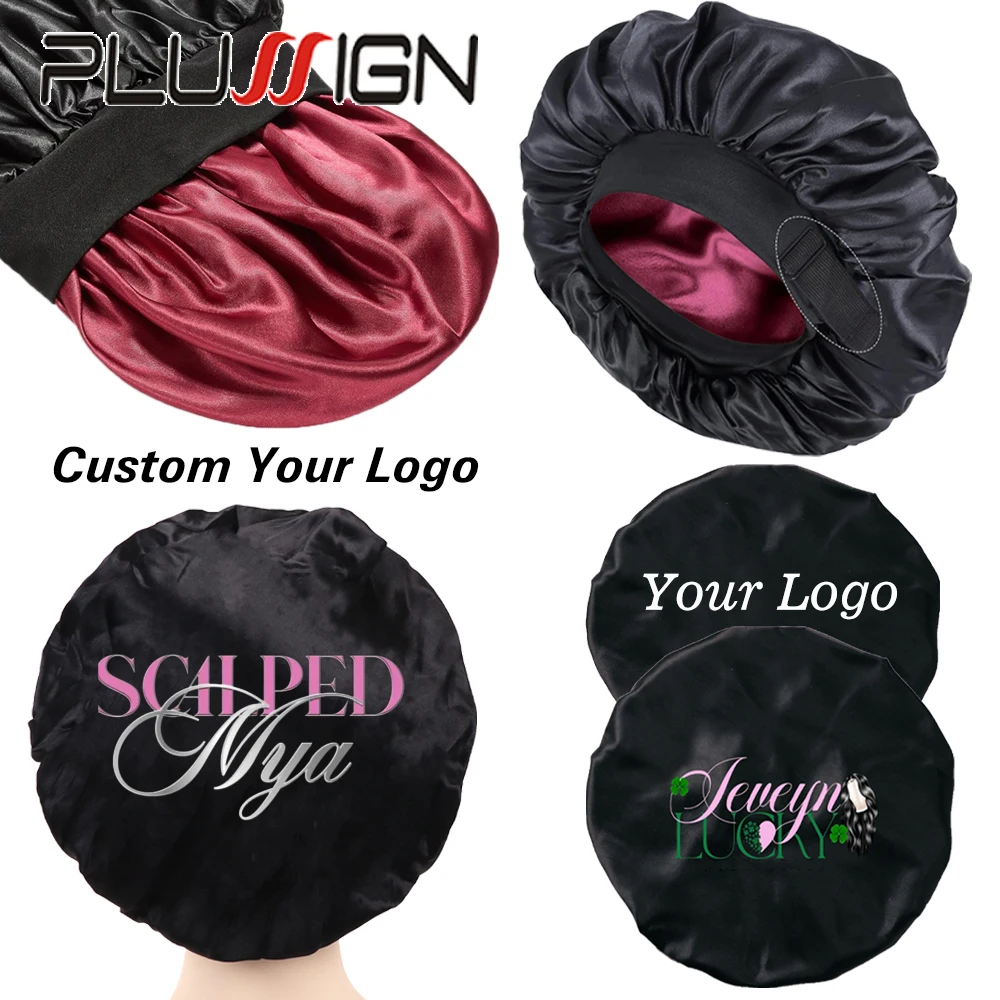 

Personalized customization Soft Satin Lined Bonnet For Natural & Curly Hair Double Layer Silk Bonnet For Black Women Sleeping