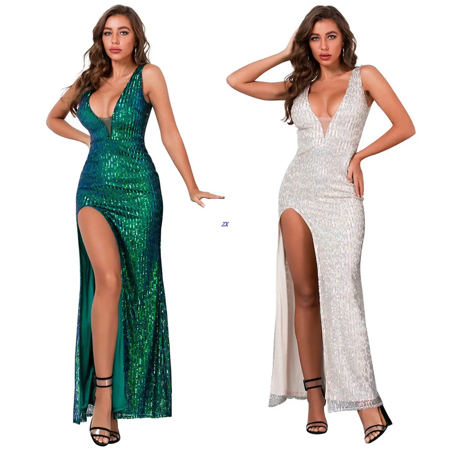 

Sexy V-ne Long Dr Sparkling Sequins New Arrival 202 Cross-Border Wi Ele Nightclub Dr for Women Ciwalk
