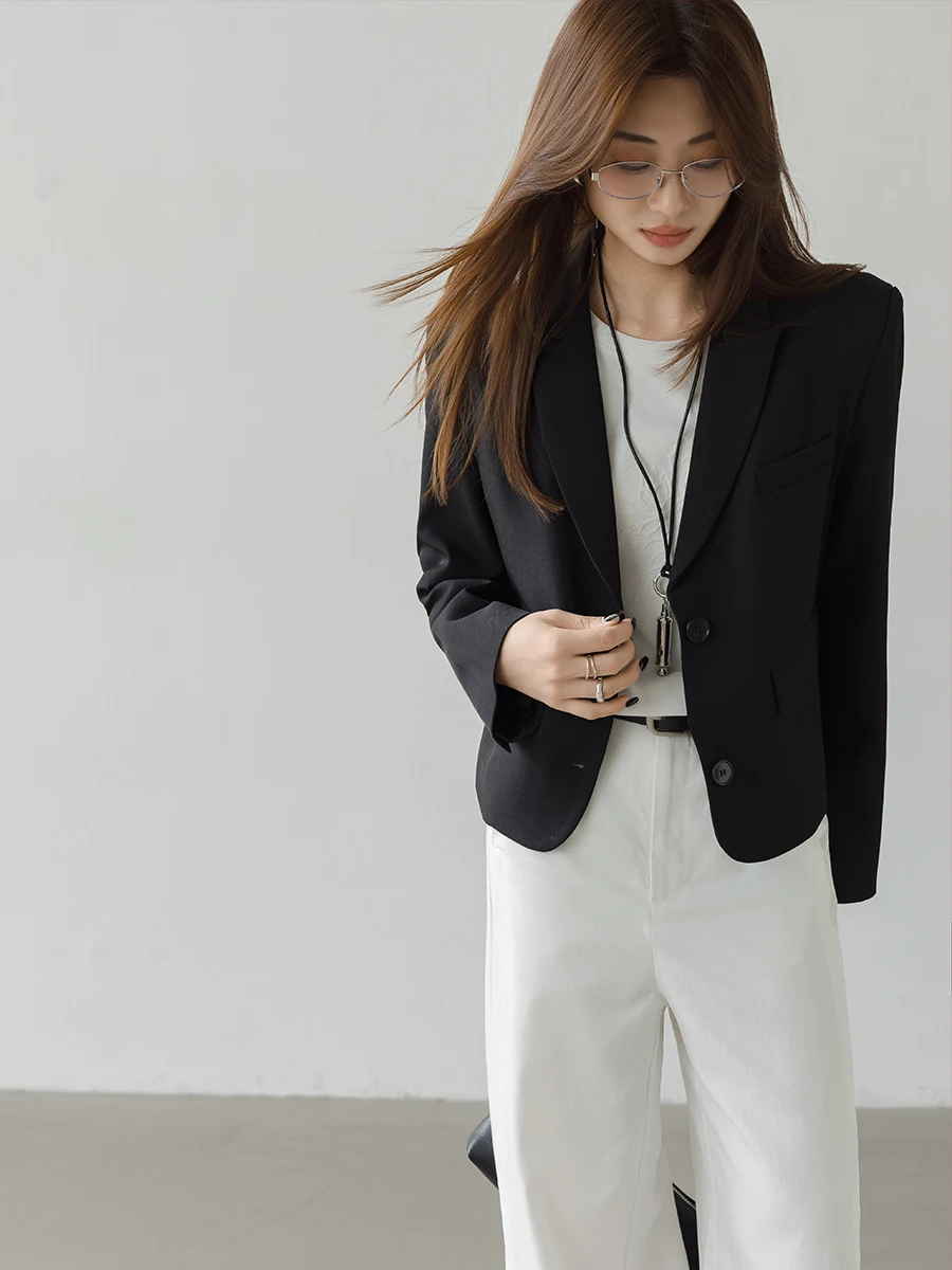 

Женский модный пиджак Ele ort Bla Suit 2026: Новинка, высокое качество, маленький размер, для деловых встреч, прямой крой, ветрозащитный.