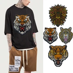 High Quality Domineering Punk Tiger Lion Embroidered Patches Iron-On Clothing Fashion Style Appliques For Shirts Clothing Craft