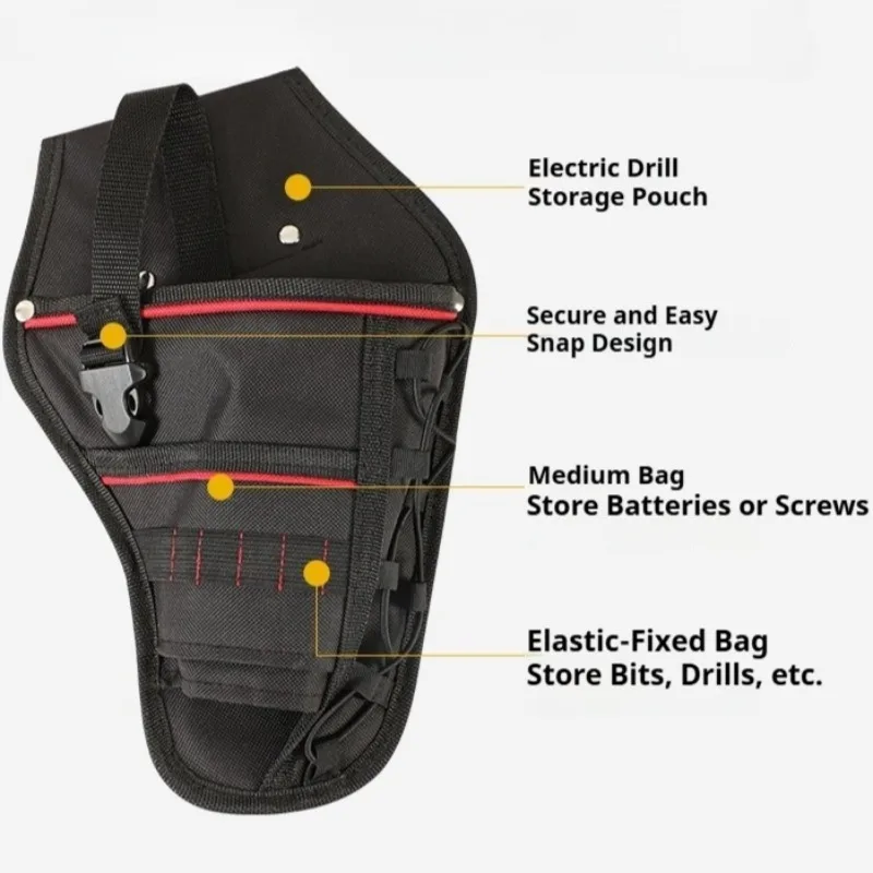 Electric Drill Electrician Tool Waist Bag Oxford Cloth Woodworking Storage Kits Maintenance Vehicle Repairing Tools Organizer
