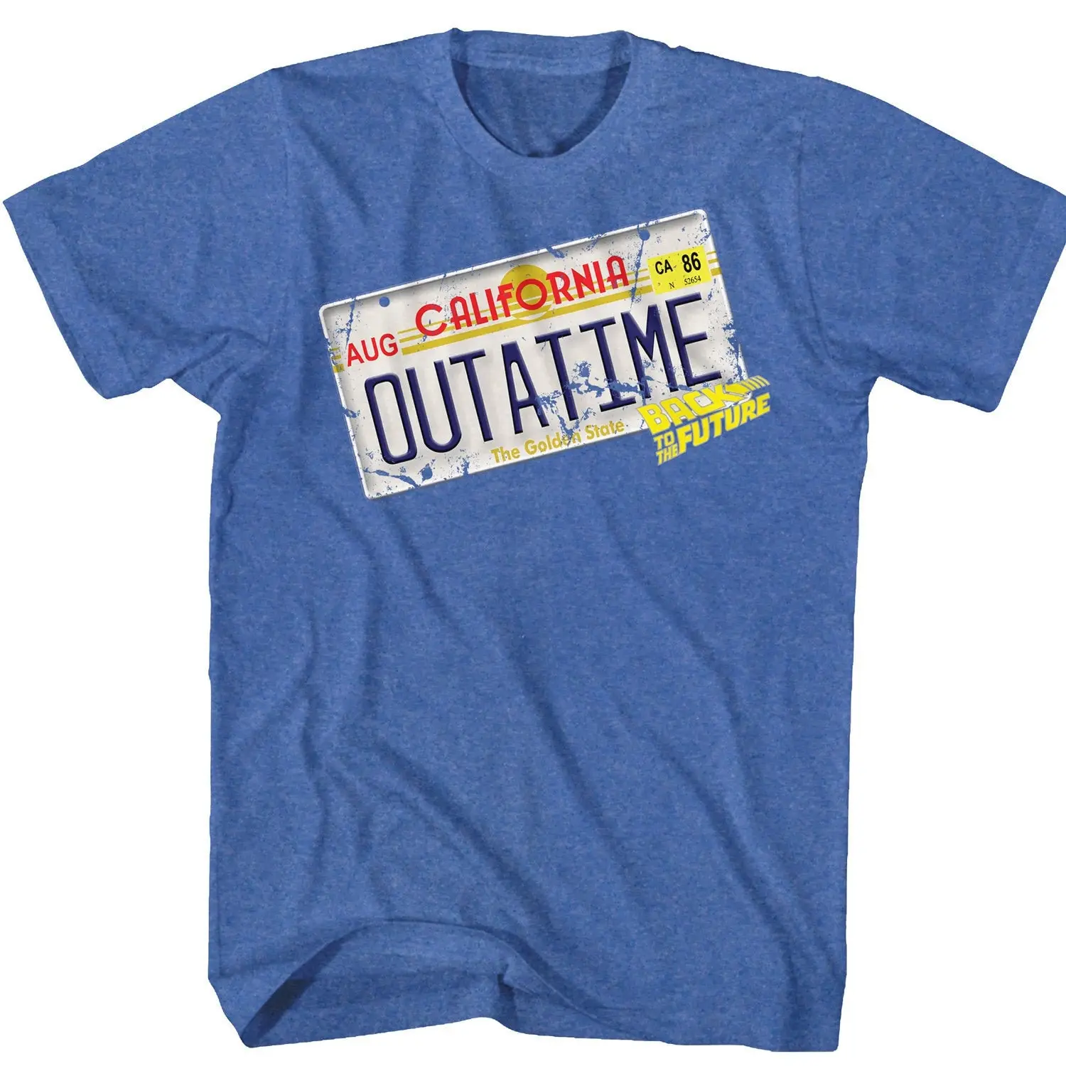 Back To The Future Outatime California License Plate Heather Royal T Shirt