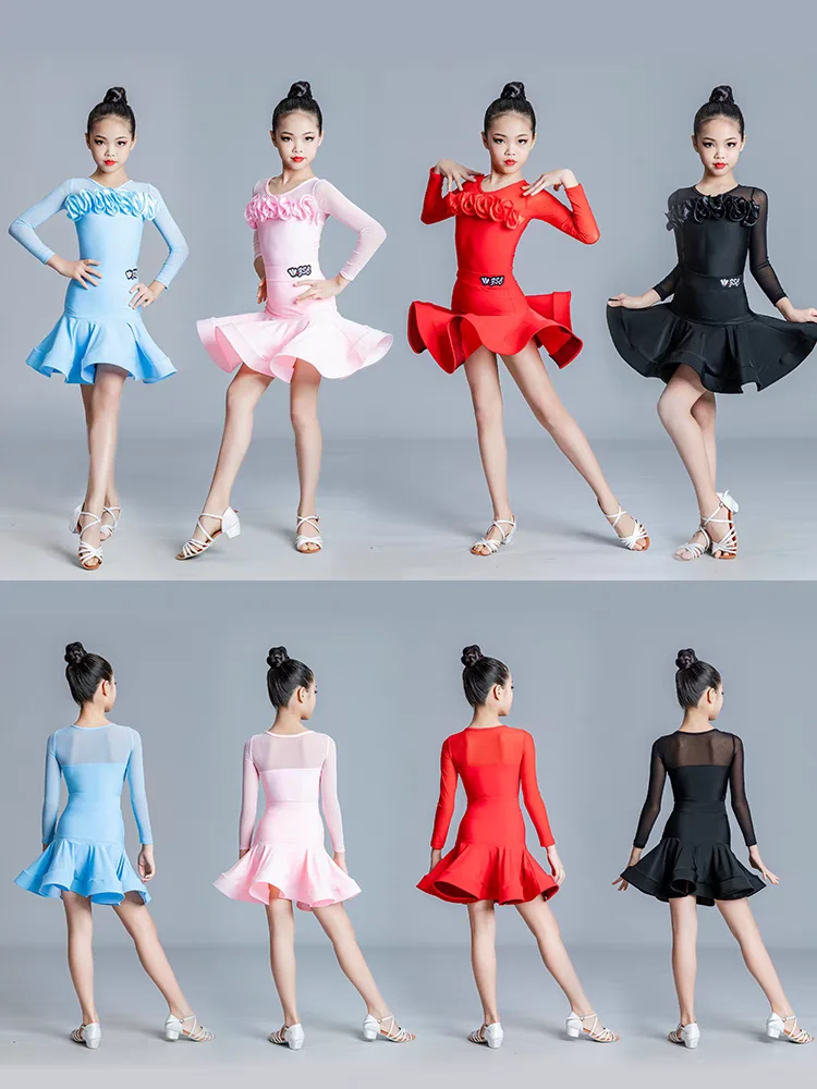 Children Professional Latin Dance Dress for Girls Ballroom Dancing Dresses Rumba Cha Cha Samba Practice Dress Latin Performance