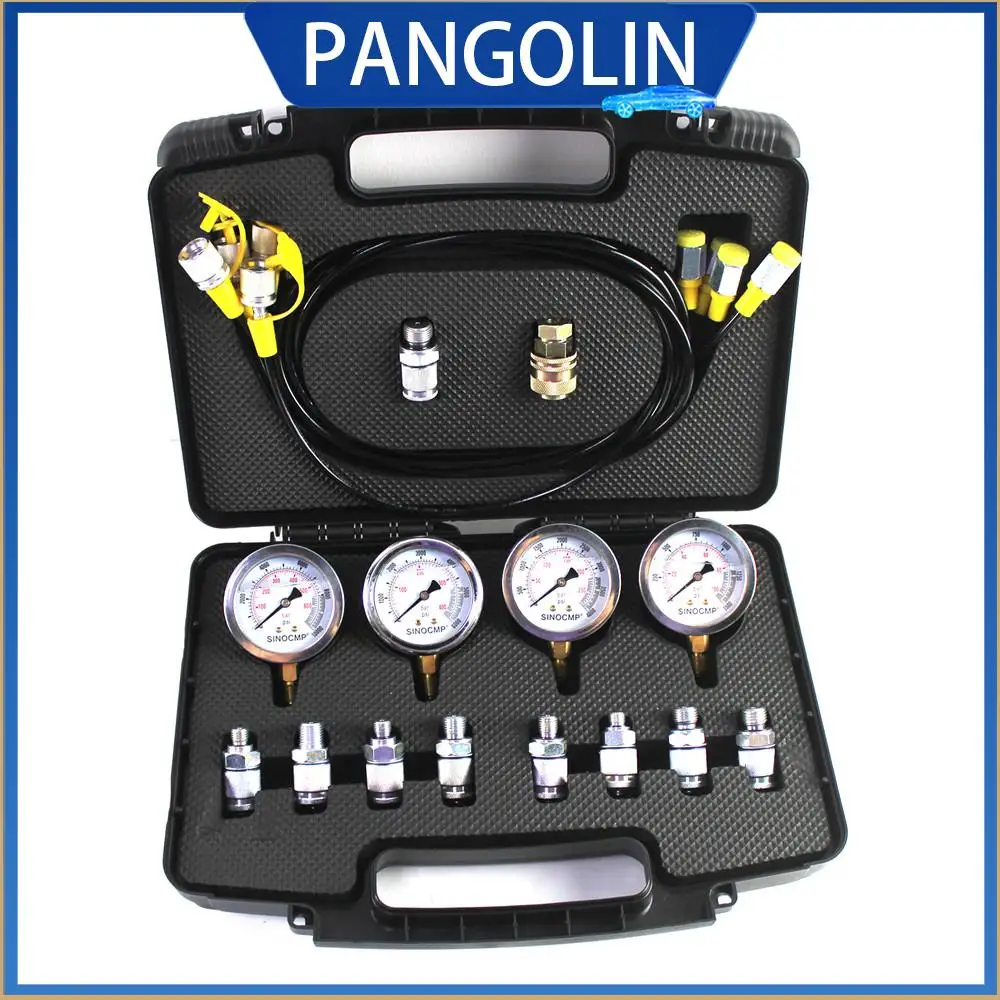 

PANGOLIN Upgraded Hydraulic Pressure Gauges Kit With 4 Durable Gauges 4 Test Hoses And 10 Adapters For Most Excavators