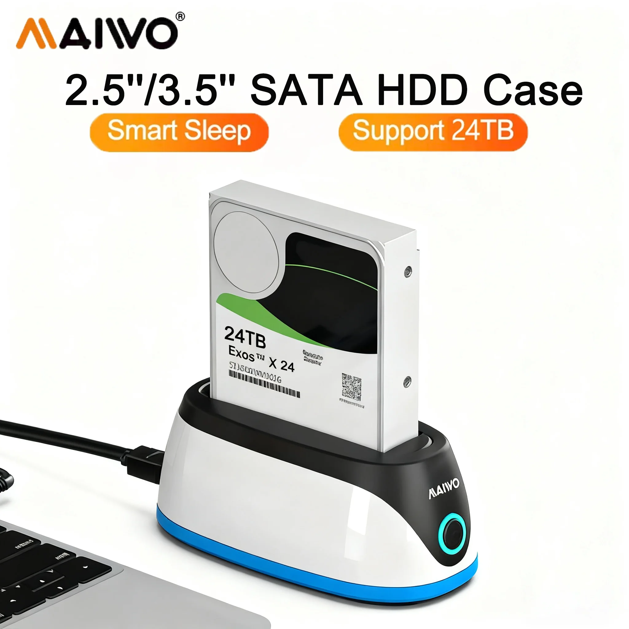 

Док-станция MAIWO USB 3.0 для жесткого диска 2,5 3,5 дюйма SATA HDD SSD, внешний адаптер для чтения, поддержка емкости 24 ТБ