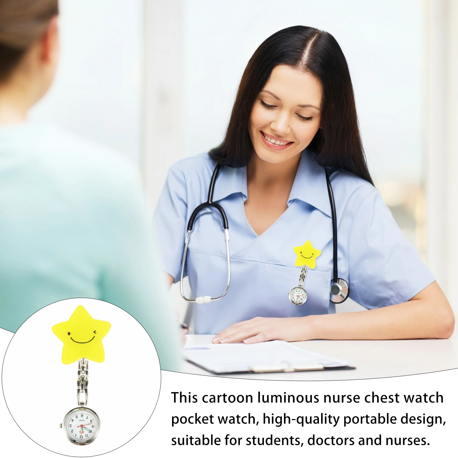 Orologio da infermiera Orologi da tasca Orologi al quarzo con clip luminosi per infermieri, lavoratori, studenti, cassa in lega portatile