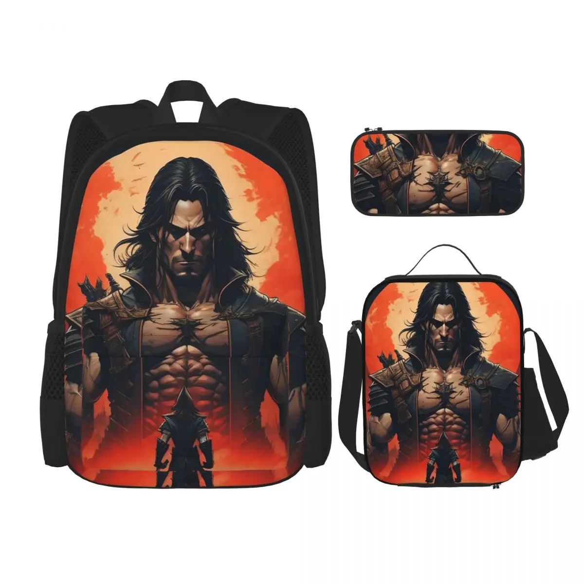 

Castlevania Netflix Fanart Backpacks Boys Girls Bookbag Children School Bags Kids Rucksack Lunch Bag Pen Bag Three-Piece Set