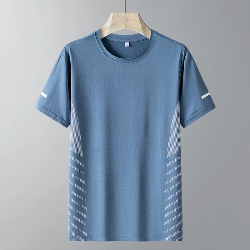 Summer Outdoor Baseball Casual Quick Drying Ice Silk T-shirt for Men Lightweight Breathable Comfortable Short Sleeved T-shirt