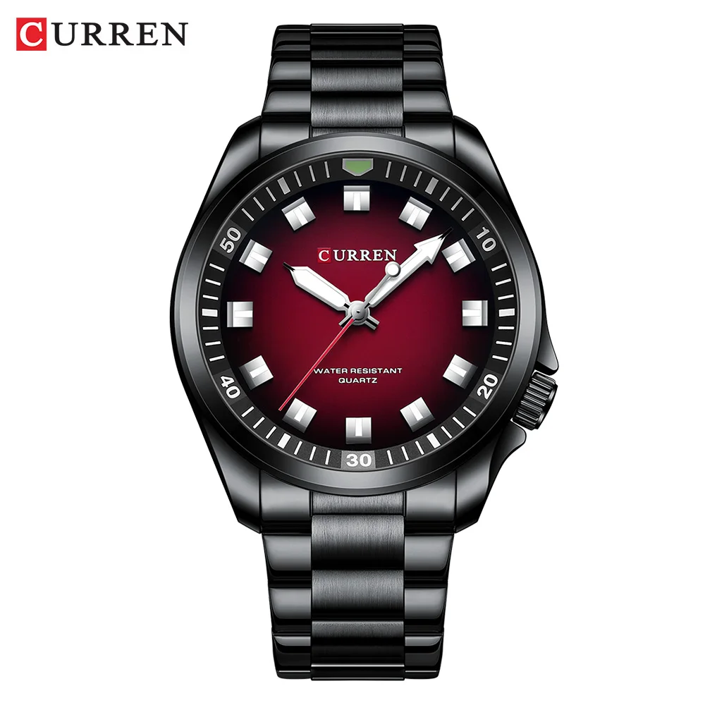 CURREN Modische, brandneue Uhren für Herren, klassisch, schlicht, Business-Armbanduhr mit Quarz-Edelstahlband und leuchtenden Zeigern