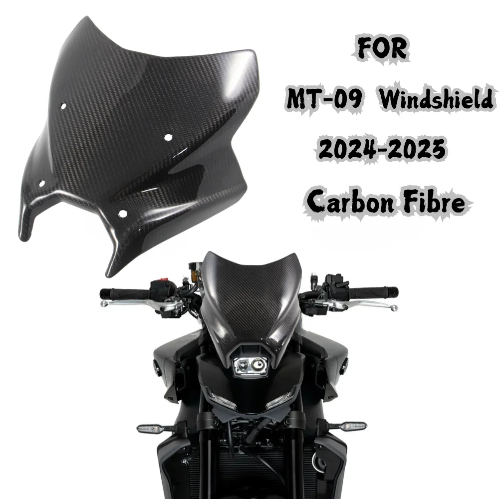 For New MT-09 MT09 2024 2025 Motorcycle Touring Carbon Fibre Windshield Visor Double Bubble Windscreen Deflector