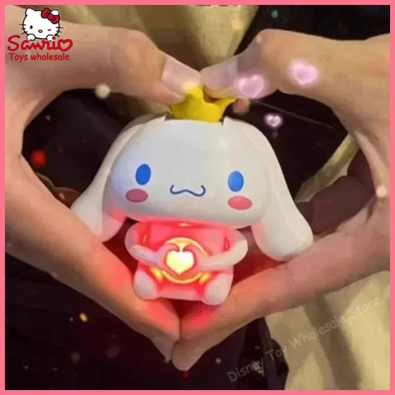 Kawaii Sanrio Action Figure Hand Heart Gesture Cartoon Cinnamoroll Doll Model Figurine Pendant Toys For Children Christmas Gift