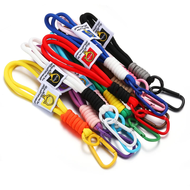 Красочный брелок из веревки из паракорда, анти-потерянный короткий ремешок на запястье с брелоком для рюкзака, ключ для телефона, универсальные аксессуары